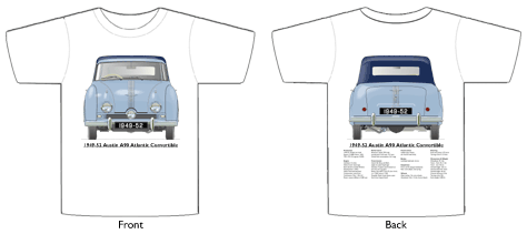 Austin A90 Atlantic Convertible 1949-52 T-shirt Front & Back